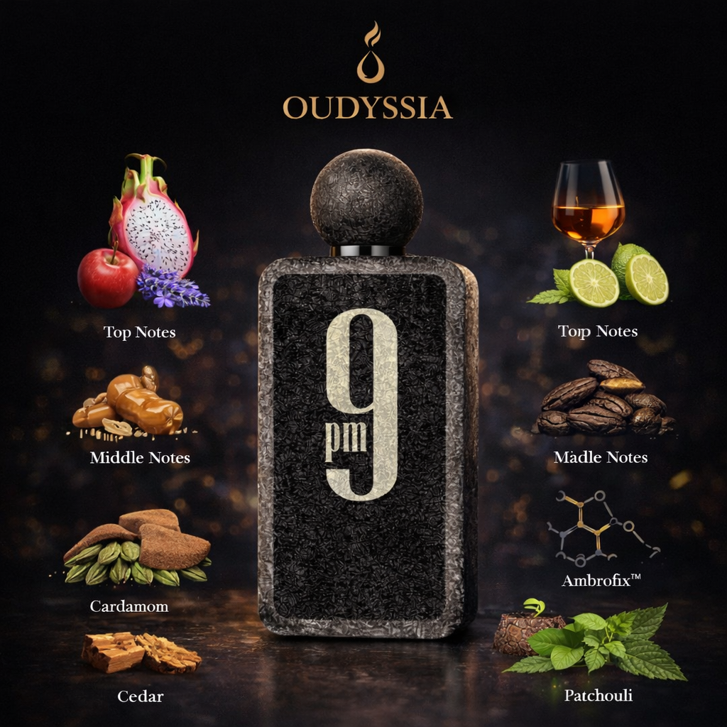 9 PM Night Out Afnan Extrait de Parfum – Fruity Spicy Suede Night Scent