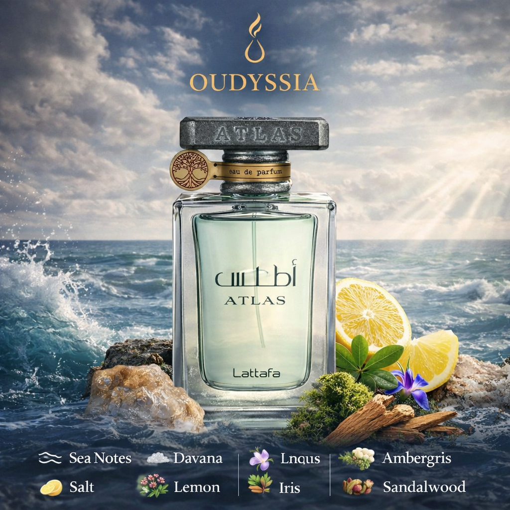 Atlas Lattafa  – Powerful Marine Ambergris Fragrance Inspired by Orto Parisi Megamare